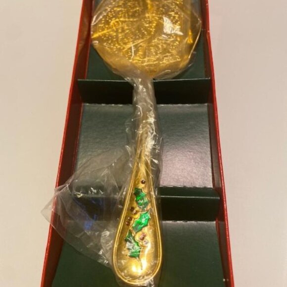 Retroneu Cranberry Server Cloissone 24K Gold Electroplate Made in Japan Boxed - Picture 4 of 7